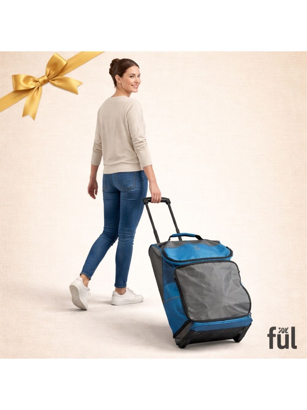 Fūl Rolling Rolling Carry-On Travel Bag Blue Black Soft-Sided Wheeled Duffel
